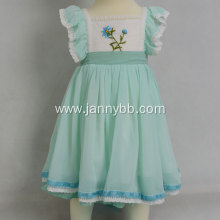 Hot sale embroidered chiffon fabric ruffle dress